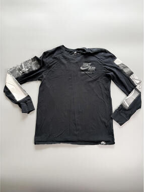 Nike Air Force 1 Long Sleeve Shirt Black Graphic‎ Tee Mens Medium Streetwear